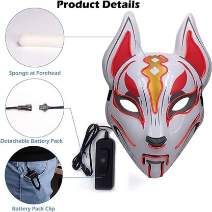 Light Up Mask Led Halloween Mask Light Up Fox Mask Halloween Costume  Wolf LED Colour Cosplay Glowing Masks Festival Party Mask