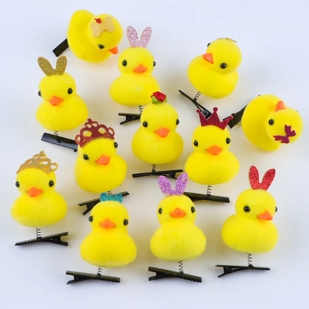 10/20/50/100Pcs/Lot Cartoon Funny Children 3D Little Yellow Duck Plush Hairpin Fashion DIY Duckbill Clip Accessories Party Gifts