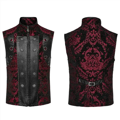 PUNK RAVE Men's Gothic Jacquard Gorgeous Small Stand Collar Vest  Party Club Casual Tops Men Jacket Autumn/Winter