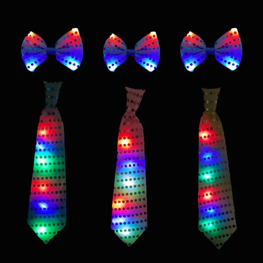 10/30/50 Uds. Pajarita LED con luz intermitente, corbata de lentejuelas, pajarita LED, corbata, barra, fiesta, mujer, pajarita de boda, regalo luminoso