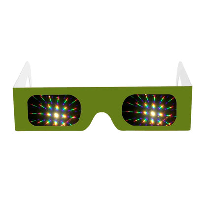 100pcs Cheap 3D Paper Prisms Diffraction Fireworks Glasses For Laser Shows,Raves,Lights Wholesale