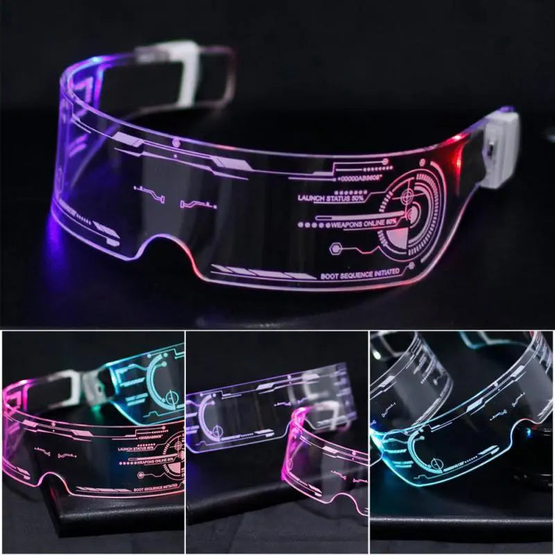 Colorful Luminous Glasses LED Glasses Futuristic Electronic Visor Glasses for Christmas Party Bars Rave Festival Dancing Shows