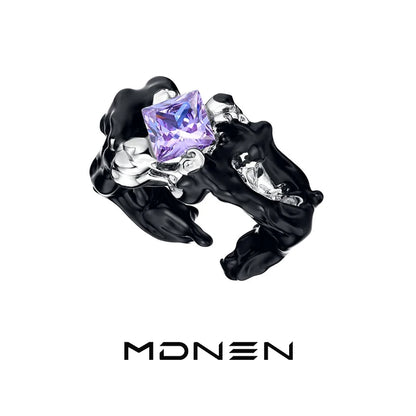 Melt glue zircon ring unisex punk style for men and women