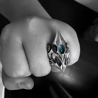 Bague d'avant-garde Mecha King, bouclier de flamme, armure en alliage, Style Cyberpunk, bijoux neutres, cadeau de fête, nouvelle collection 2023