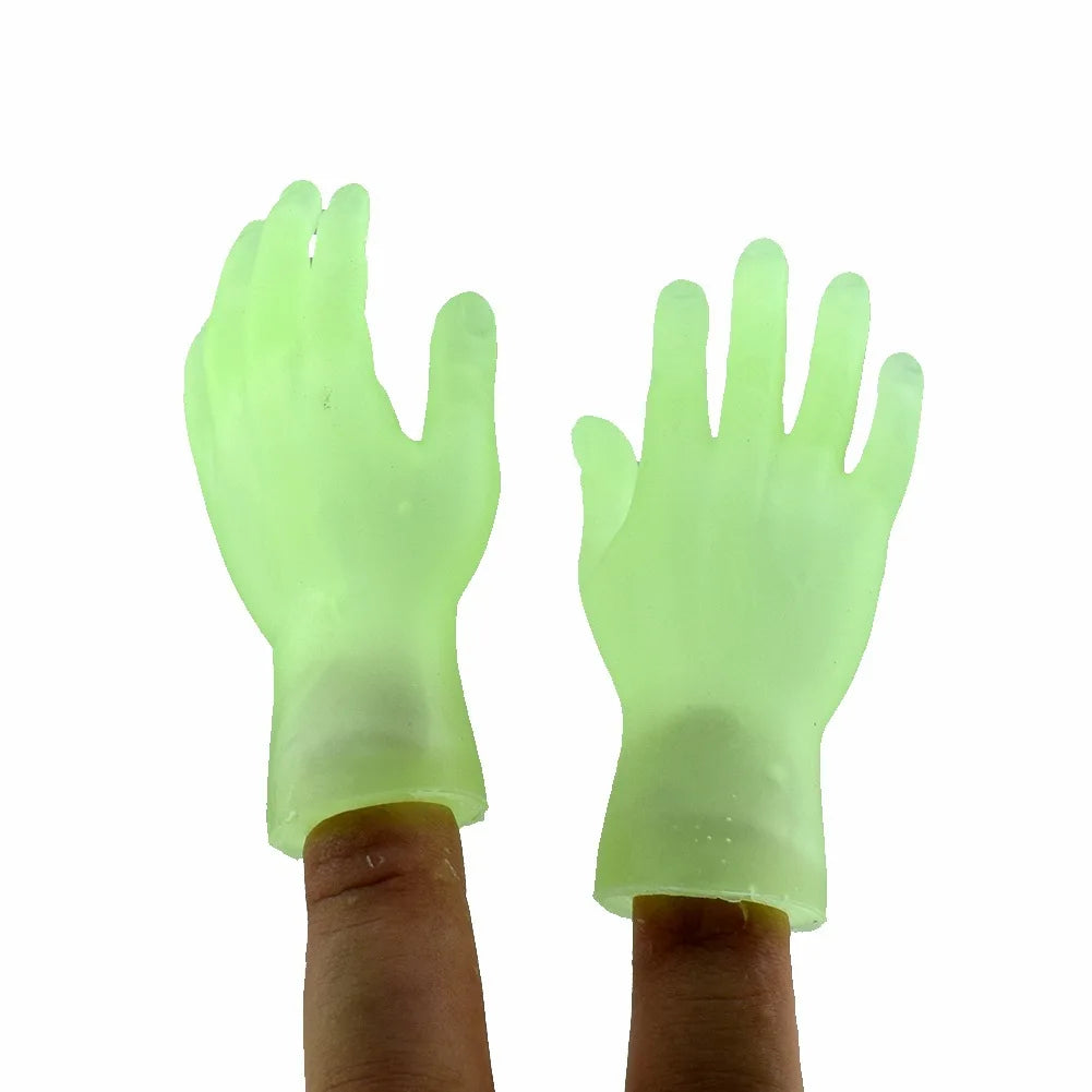 2PCS Luminous Funny Finger Toy Creative Mini Finger Gloves Novelty Children Toys Small Hand Model Halloween Gifts for Adult Kids