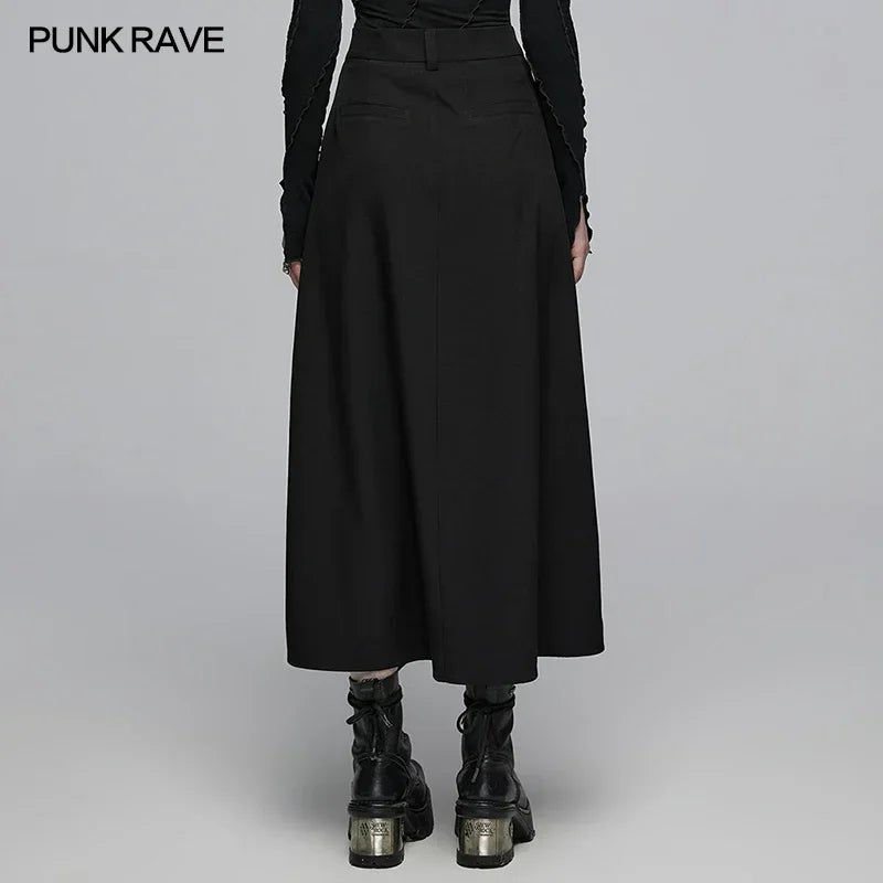 PUNK RAVE Women's Daily Irregular Deconstructed Skirt Punk Medium High Waisted Loose Casual Black  Women Clothing