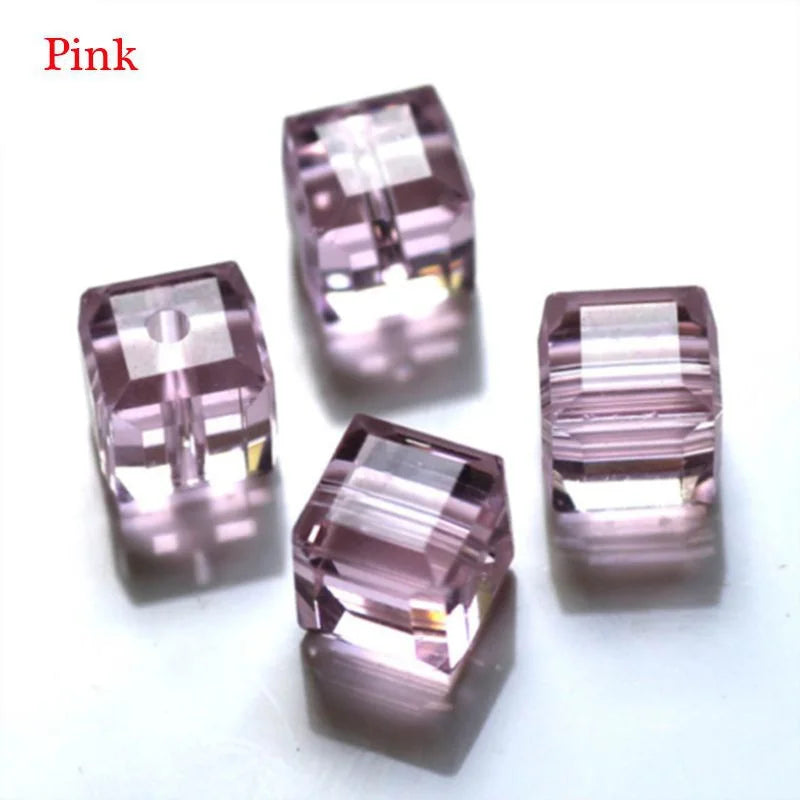 100PCS 4mm Cube Crystal Glass Loose Beads For Jewelry DIY Making Spacer Beads