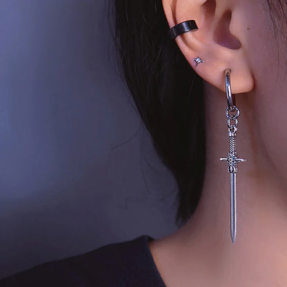 2023 New Cross Sword Y2k Earrings Alloy Cyberpunk Style Men's And Women's Jewelry Party Gifts