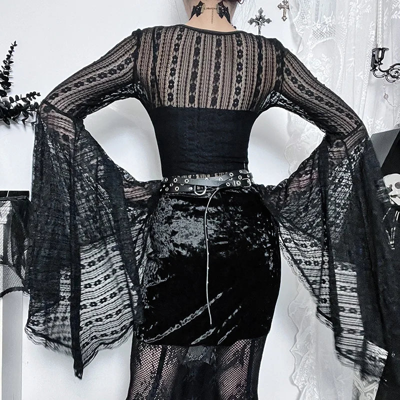 Women's Gothic Dark Lace Jumpsuit