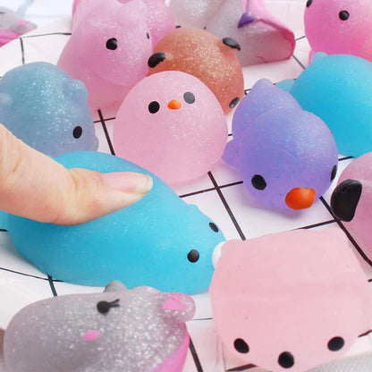 6 uds Mochi Squishy Glitter Animal juguete antiestrés apretar Regalos divertidos obsequios de fiesta para niños cumpleaños Juguetes Novedosos