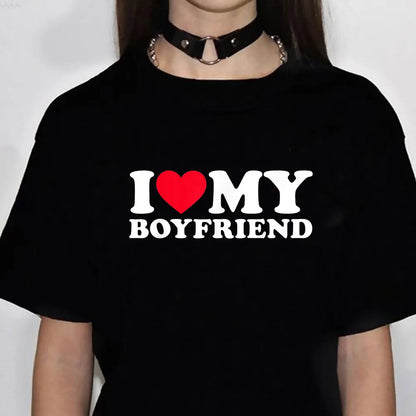 i Love My Girlfriend Tee women comic Y2K t shirt girl funny clothes