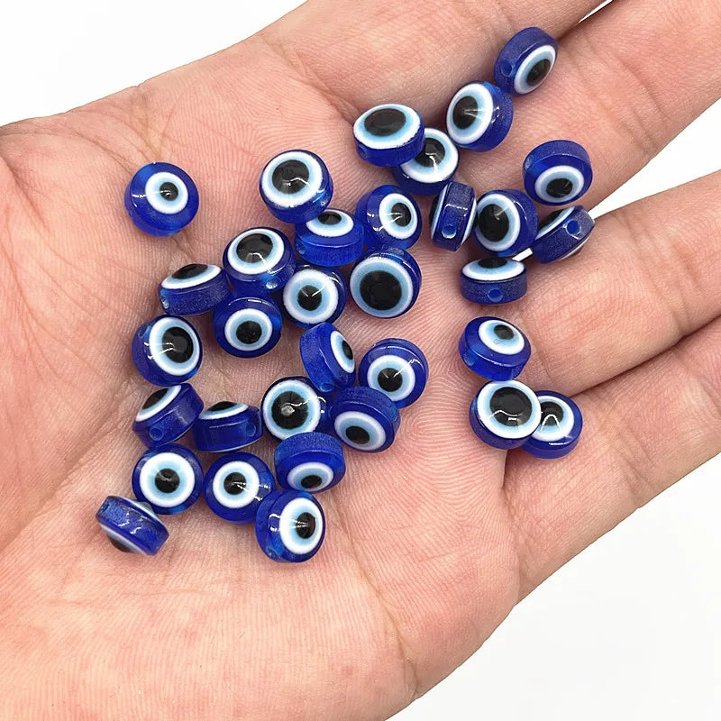 Hot 50pcs/lot 6mm 8mm 10mm Oval Beads Evil Eye Resin Spacer Beads for Jewelry Making DIY Handmade Earring Bracelet Accessories