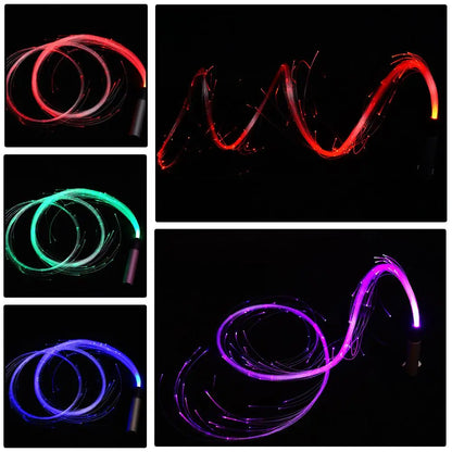 RGB LED Fiber Optic Whip Light Flash Whip Light Up Rave 23 Light Effect Flow LED Whip Cosplay Light Whip Rave Dance Accessories