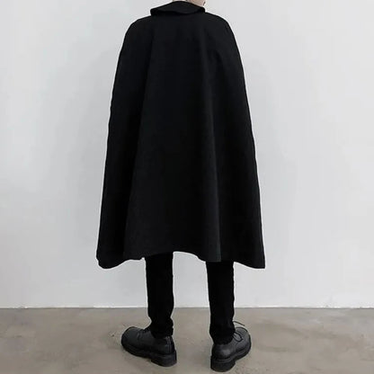 Mens Dark Style Sleeveless Mid-Length Cape Cloak Autumn And Winter Genderless Japanese Fashion Retro Loose Cape Coat Unisex