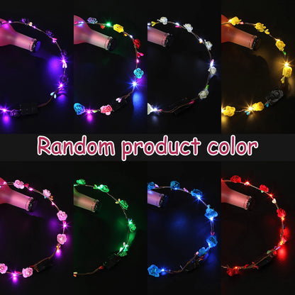 20pcs LED Flower Crown Glowing Wreath Luminous Garland Birthday Festival Party Flower Crown Wedding Decor Christmas Garlands