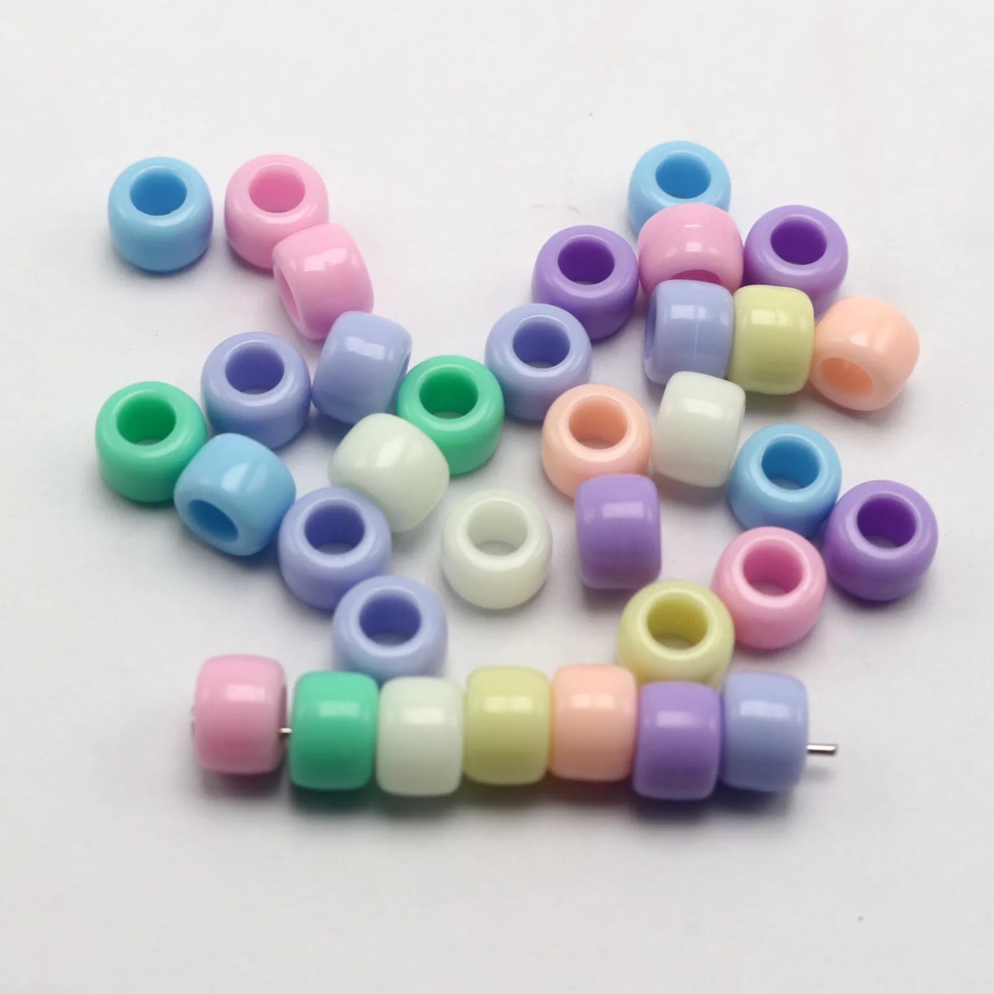 200 Mixed Pastel Spring Color Acrylic Barrel Pony Beads 8X6mm for Kids Craft Kandi Bracelet