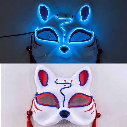 Luminous LED Mask Japanese Foxes Mask Rave Costume Anime Half Face Cat  Event Masks Masquerade Cosplay Luminescent Props