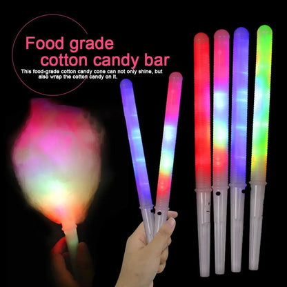 10/30/60pcs Glow Sticks Cotton Candy Cones Reusable LED Cotton Candy Sticks Colorful Light Up Cotton Candy Marshmallows Cones