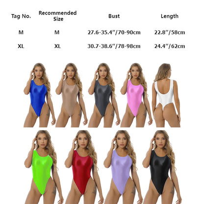 Women Faux Leather High Cut Gymnastics Leotard Swimsuit Sexy Bodysuit Nightclub Festival Rave Holographic Pole Dance Costume