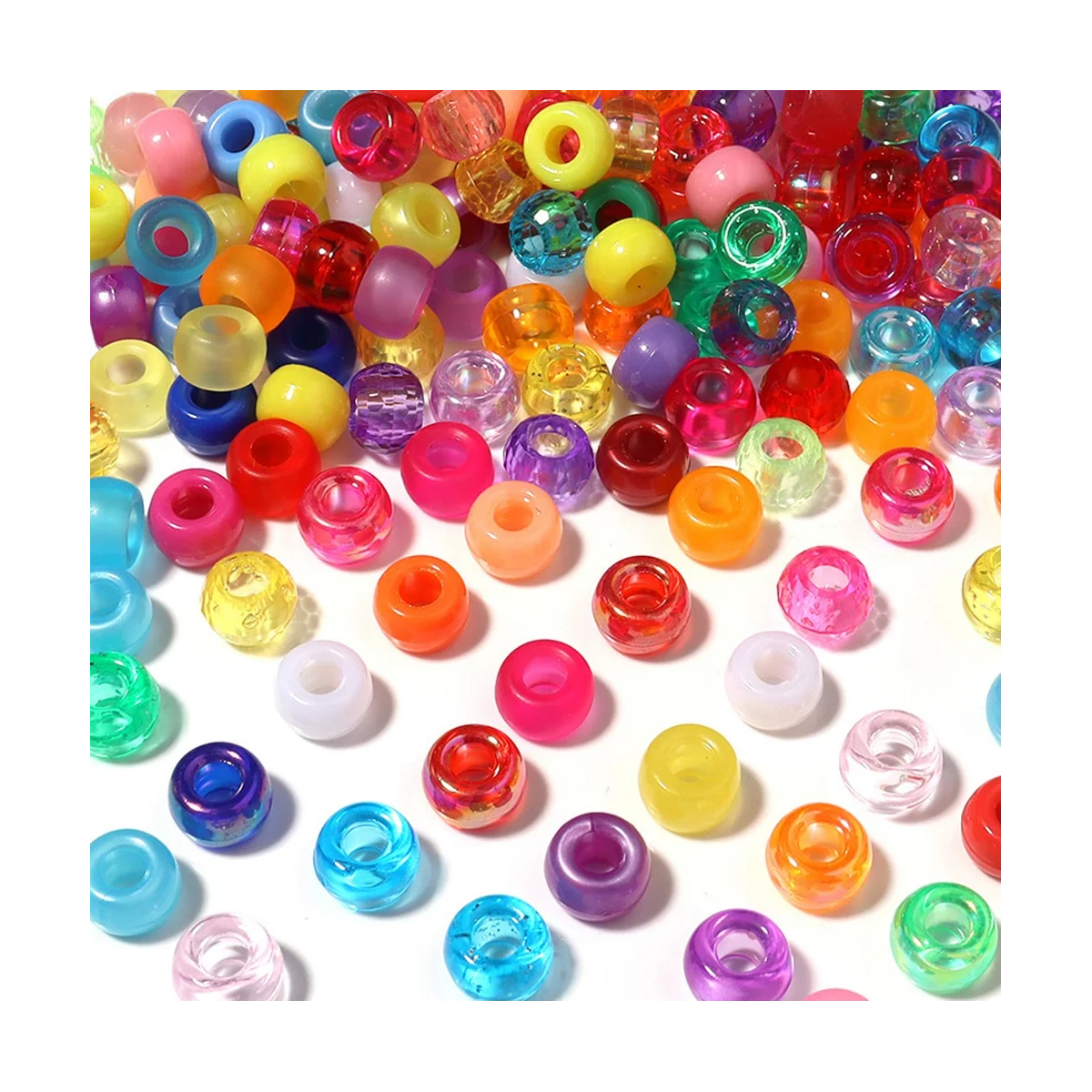 Kandi Beads Bulk for DIY Crafting Jewelry Making Kandi Bracelets 6x9mm About 1800Pcs,Light Color