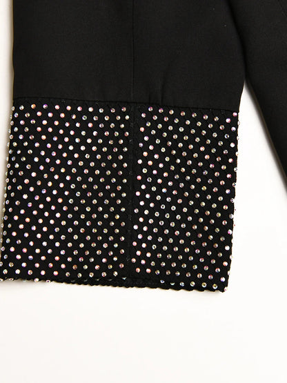 Manteau de costume à bouton unique pour femmes, tenues de soirée en Club, Rave, paillettes, manchette en strass, veste de costume décontractée à manches longues