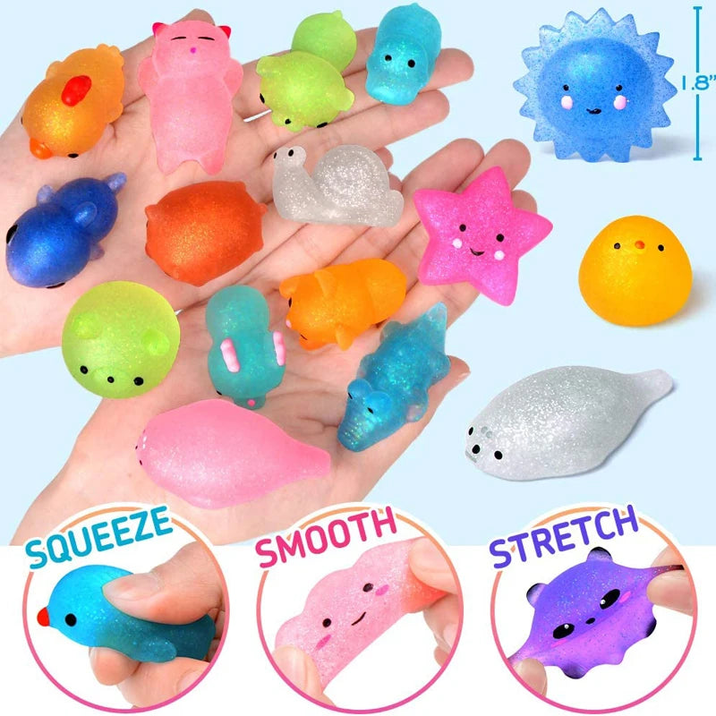 6Pcs Mochi Squishy Glitter Animal Anti Stress Toy Squeeze Funny Gifts Party Giveaways For Kids Birthday Juguetes Novedosos