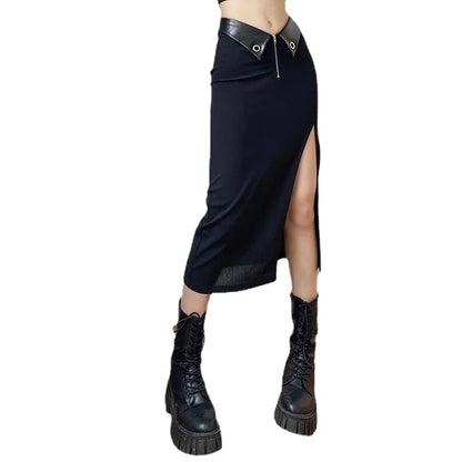 2023 New Black Sexy Irregular Skirts Women Summer Charm Split Long Skirt Slim Party Bodycon Skirt Gray