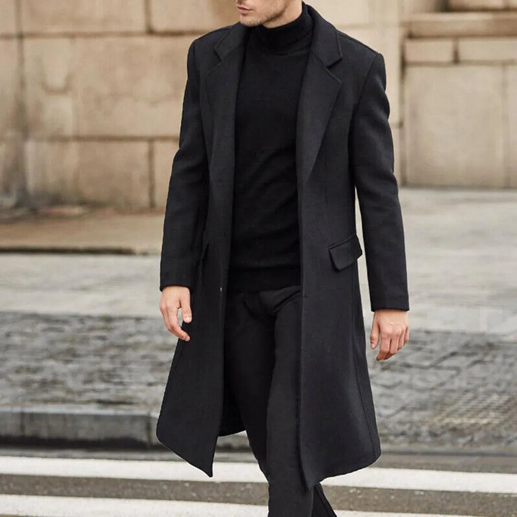 Manteau Long en laine à manches longues pour homme, pardessus ample et décontracté à simple boutonnage, tendance coréenne, nouvelle collection automne-hiver 2023