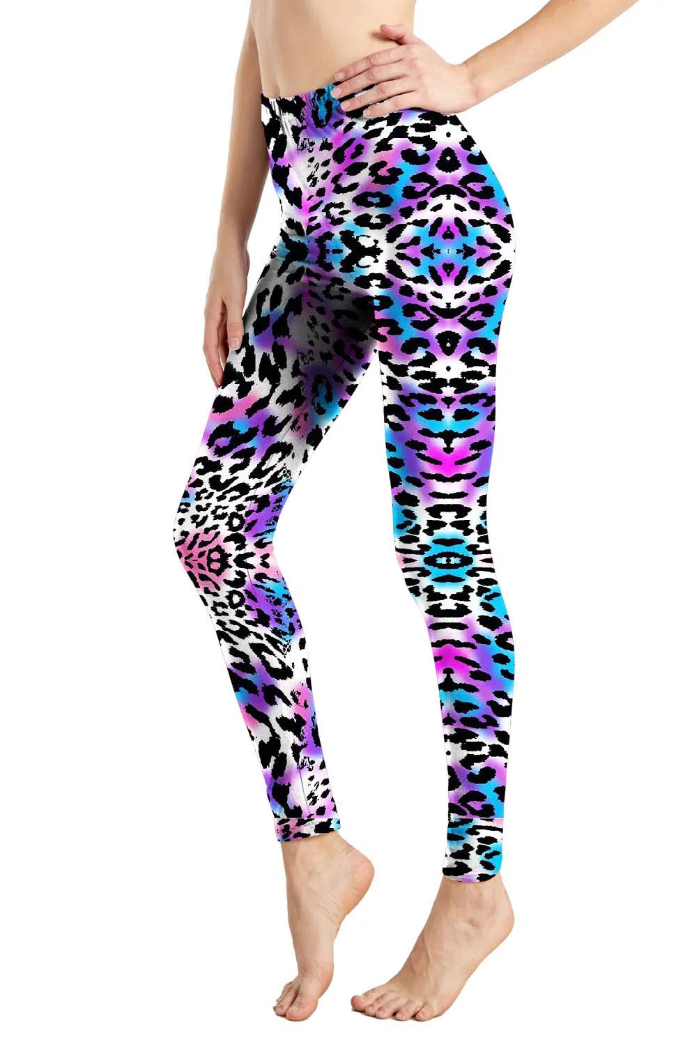 Leggings de leopardo estampados de cintura alta pantalones elásticos de leopardo salvajes pantalones suaves para mujeres medias de entrenamiento conjuntos de Fitness