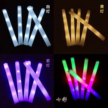 3pcs Glow Sticks Bulk Light-Up LED Colorful Foam Stick Cheer Batons Rally Rave Kids Birthday Party Concert Luminous Toy Supplies