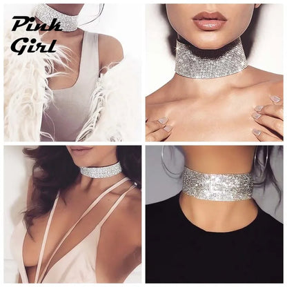 Collier en strass à paillettes pour femmes, accessoires de vêtements Y2k, bijoux de fête de Cocktail, Streetwear pour filles, chaîne en métal