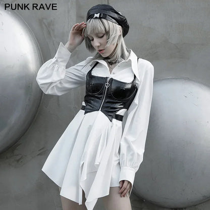 PUNK RAVE femmes gothique quotidien ourlet asymétrique chemise robes hirondelle forme manchettes à manches longues Simple femmes robe