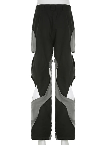 Weekeep y2k Techwear-pantalones informales para mujer, ropa de calle, pantalones de chándal de tiro bajo, moda coreana, holgados, con contraste elegante