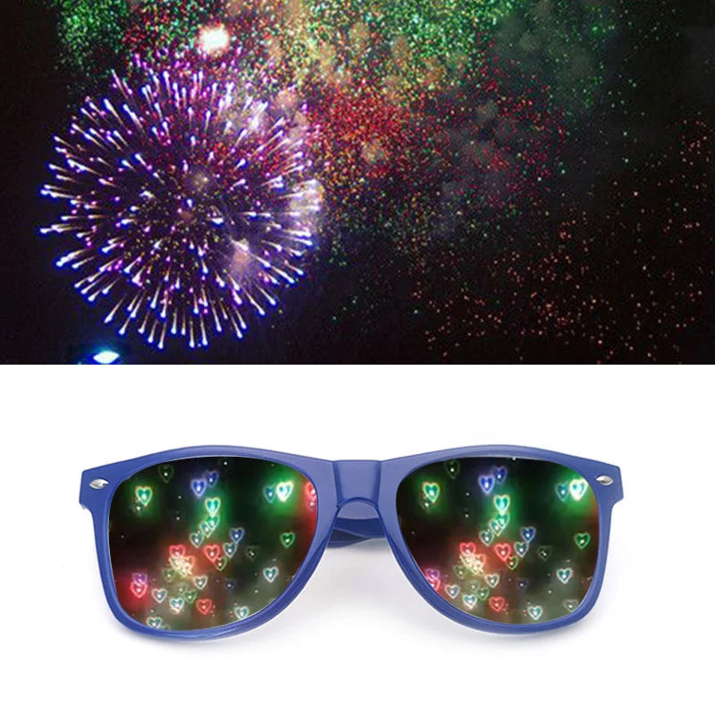 Heart Effect Diffraction Glasses Women Men See Hearts Rectangle Sunglasses Special Rave Party Festival Light Changing Eyewear