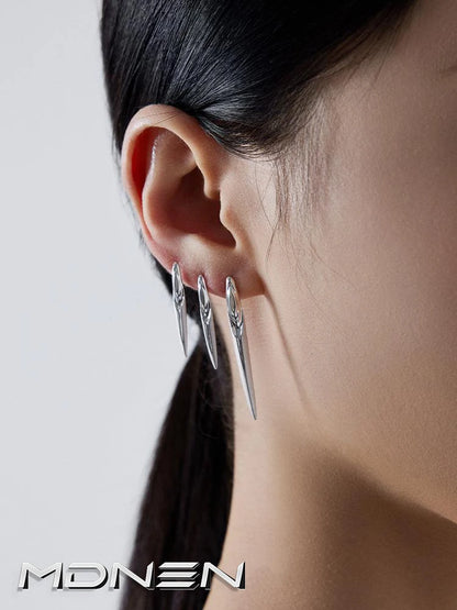 Pendientes con cetro de Moisés de Metal Cyberpunk para hombre y mujer, regalo de fiesta, joyería, novedad de 2023