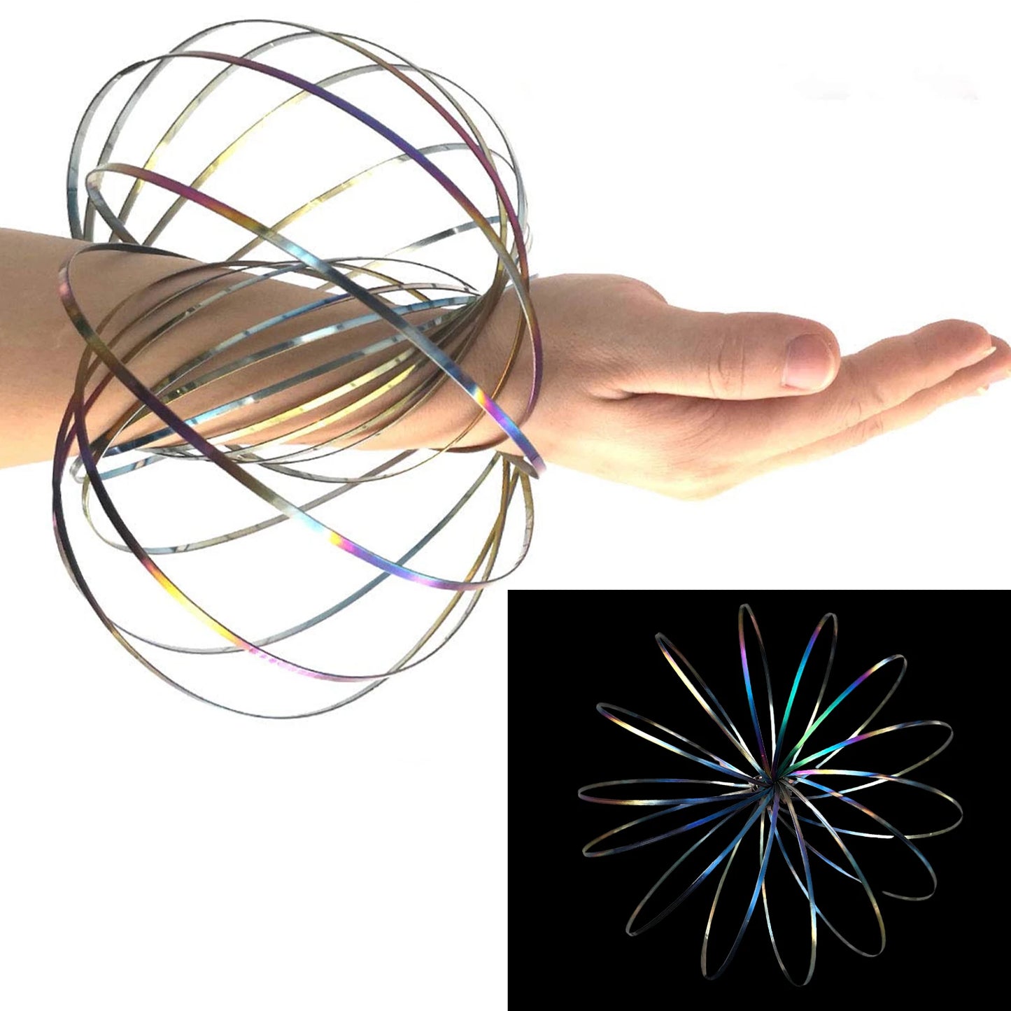 Anneau magique en acier spirale, Bracelet magique aniti-stress, jouet pour soulager le Stress, anneau à ressort, multi-sensoriel, interactif, accessoire de danse Cool