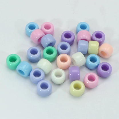 200 Mixed Pastel Spring Color Acrylic Barrel Pony Beads 8X6mm for Kids Craft Kandi Bracelet