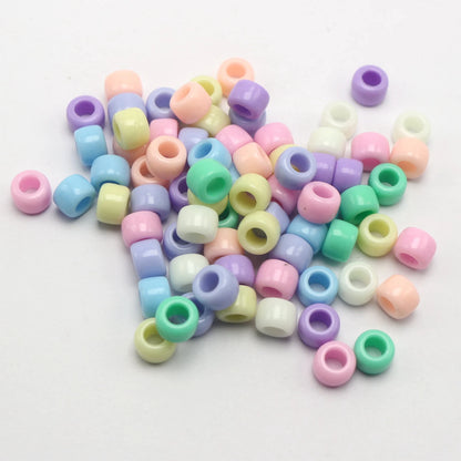 200 Mixed Pastel Spring Color Acrylic Barrel Pony Beads 8X6mm for Kids Craft Kandi Bracelet