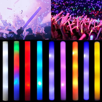 Barres en mousse Led qui brillent dans la nuit, 20 pièces, bâtons souples, baguettes lumineuses Rave, Tube clignotant, Concert pour fête