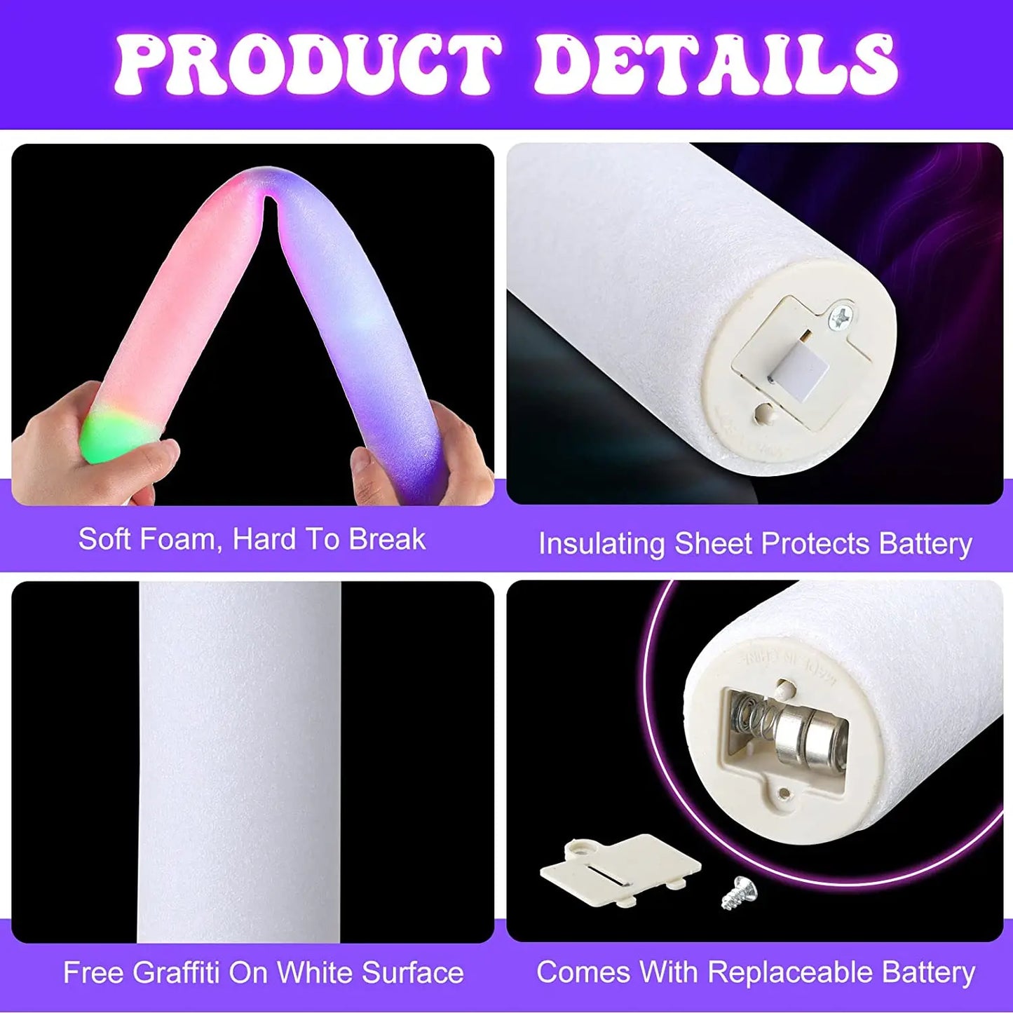 30/60pcs LED Glow Foam Stick Flashing Glow Batons Customized Personalized Glow Cheer Tube Glow In The Dark Wedding Xmas Party