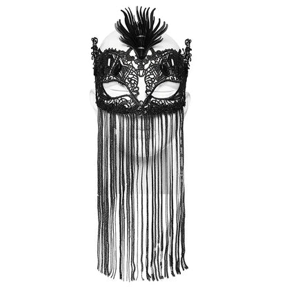 PUNK RAVE Women's Gothic Fringed Lace Coffin Sexy Mysterious Eye Mask Personalized Party Club Half  Halloween Accessories