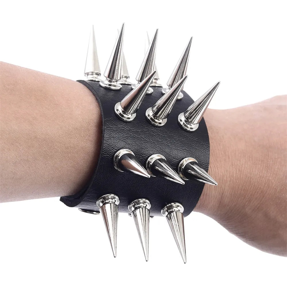 Punk Spiked Bracelet Cuffs Emo Accessories Studded Armband Women Punk Rock Metal Spike Bangle Goth Jewelry