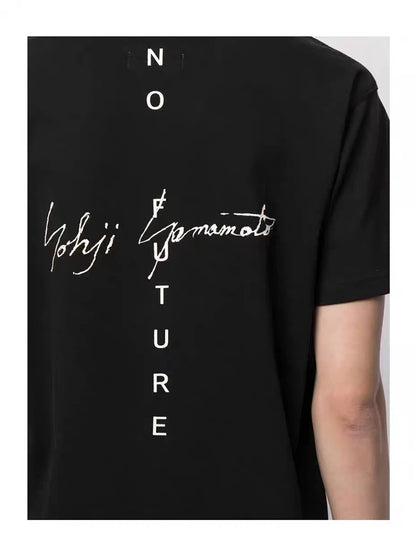 Camiseta de manga corta de estilo oscuro "NO FUTURE", ropa Unisex, camisetas de yohji yamamoto para hombre, camisetas holgadas de gran tamaño con cuello redondo para mujer