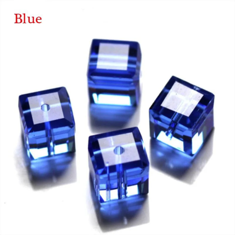 100PCS 4mm Cube Crystal Glass Loose Beads For Jewelry DIY Making Spacer Beads