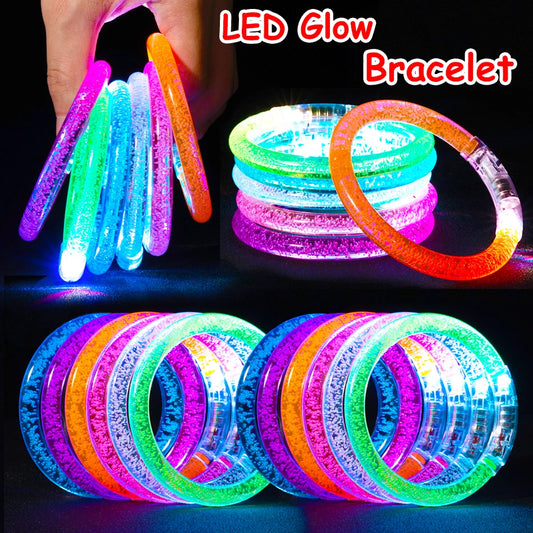 10/15/30/50 Uds. Pulseras LED, brazaletes luminosos, pulseras que brillan en la oscuridad, suministros para fiestas, pulsera de neón para niños y adultos