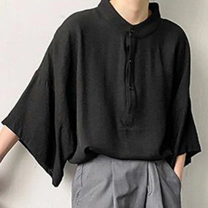 Summer Oversize Shirt Men's Fashion Dolman Sleeves Tops Casual Shirts Streetwear Korean Loose Short Sleeve Tee Shirts Pullover