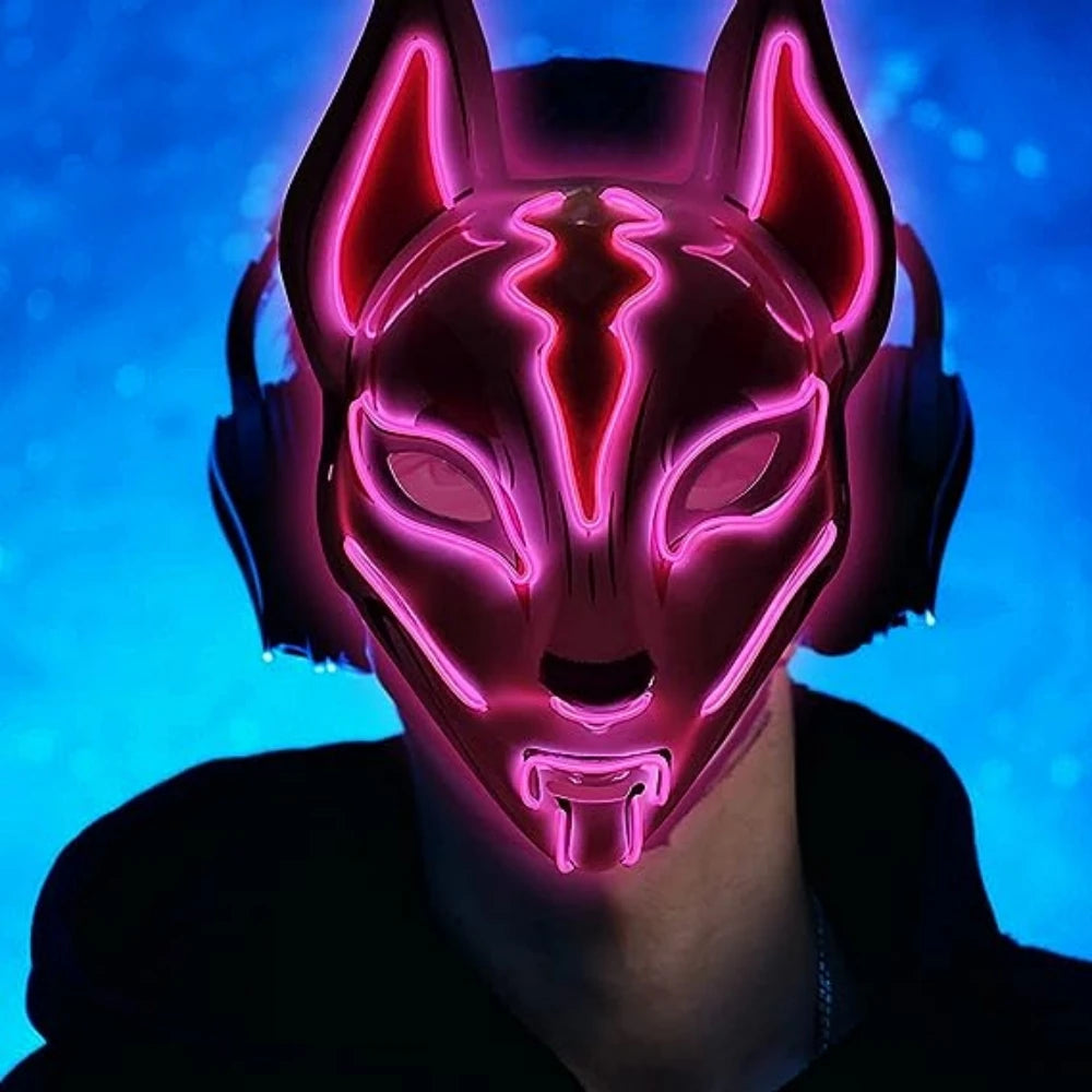 Light Up Mask Led Halloween Mask Light Up Fox Mask Halloween Costume  Wolf LED Colour Cosplay Glowing Masks Festival Party Mask