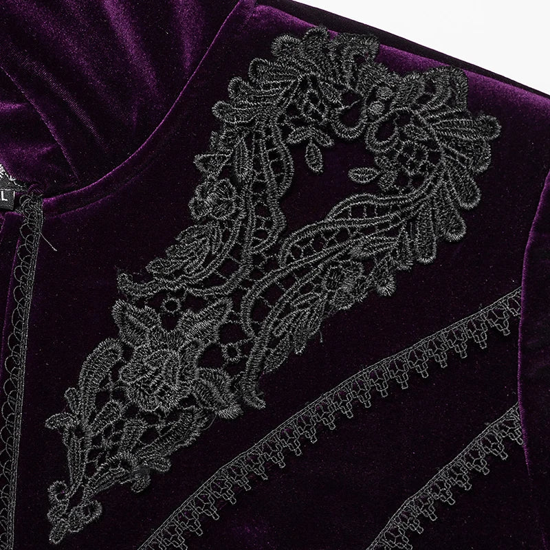 PUNK RAVE Women's Gothic Gorgeous Velvet Warm Coat Symmetrical Shoulder Decal Decoration Purple  Women Clothes Winter