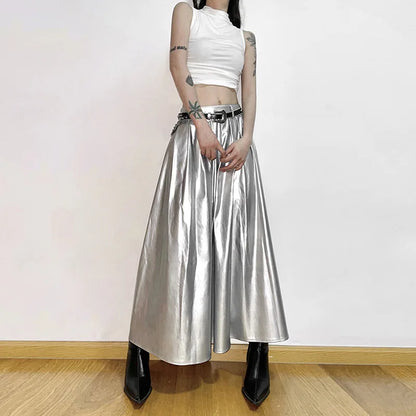 Gothic High Waist Punk Pleated Skirt Harajuku Cyber Sliver Streetwear Women Mall Emo Alternative Rave Outfit Female