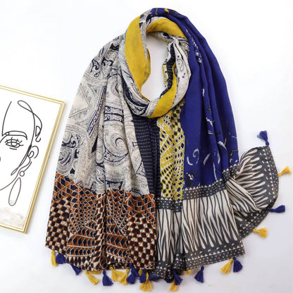 Châle foulard en soie imprimé noix de cajou pour femme